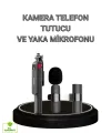 Vlog Ve Canlı Yayın İçin Çift Yaka Mikrofonu Ve Tripodlu Selfie Çubuğu Seti