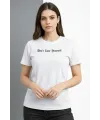 Wafıl Kumaş Tişört Regular Kalıp Bisiklet Yaka Baskılı Günlük Basic T-Shirt - Beyaz