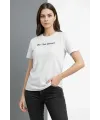 Wafıl Kumaş Tişört Regular Kalıp Bisiklet Yaka Baskılı Günlük Basic T-Shirt - Beyaz