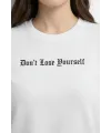 Wafıl Kumaş Tişört Regular Kalıp Bisiklet Yaka Baskılı Günlük Basic T-Shirt - Beyaz