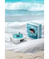 Waves Nostalji Plak Görünümlü Bluetooth Hoparlör 3d Ses Dalgası Retro Müzik Plak Mavi