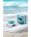 Waves Nostalji Plak Görünümlü Bluetooth Hoparlör 3d Ses Dalgası Retro Müzik Plak Mavi