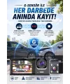 Wifi 1080p 3 Kameralı Araç İçi Kamera Lcd Ekranlı Gece Görüşlü G Sensörlü Geniş Açılı