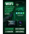 Wifi 1080p Araç İçi 3 Kameralı Lcd Ekranlı Gece Görüşlü , G-sensör , Geri Görüş Kamera