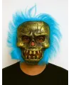 Wild Skull - Bakır Kafatası Turkuaz Saçlı İskelet Maske