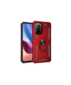 Xiaomi Poco F3 Kılıf Sofya Yüzüklü Silikon Kapak - Kırmızı