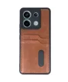 Xiaomi Redmi Note 13 Pro 4g Kılıf Sara Kartvizitli Deri Kılıf - Taba