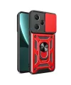 Xiaomi Redmi Note 13 Pro Plus Kılıf Pars Lens Yüzüklü Silikon - Kırmızı