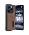 Xiaomi Redmi Note 14 4g Kılıf Sara Kartvizitli Deri Kılıf - Taba