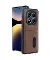Xiaomi Redmi Note 14 Pro 4g Kılıf Sara Kartvizitli Deri Kılıf - Taba