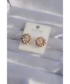 XUPİNG Rose Renk Oval Zirkon Taşlı Burgu Model Küpe