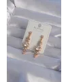 XUPİNG Rose Renk Zirkon Taşlı Geometrik Sallantılı Küpe