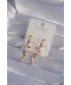 XUPİNG Rose Renk Zirkon Taşlı Kertenkele Model Halka Küpe