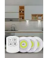 Yapışkanlı 3lü Spot Led Işık Lamba Montajsız Pilli Uzaktan Kumandalı