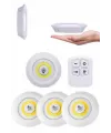 Yapışkanlı 3lü Spot Led Işık Lamba Montajsız Pilli Uzaktan Kumandalı