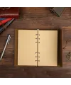 Yaprak Desenli Deri Defter Ve Mor Metal Kalem Seti