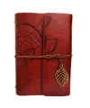 Yaprak Desenli Kahverengi Deri Defter
