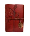 Yaprak Desenli Kahverengi Deri Defter