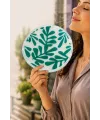 Yaprak Desenli Kore Yelpaze