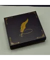 Yaprak Desenli Mor Deri Defter Ve Metal Roller Kalem Seti