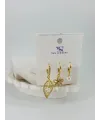 Yaprak Detaylı Üçlü Kombin Küpe - Kp00531