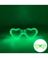 Yeşil LED Işıklı Kalp Gözlük – 3 Modlu Parti & Glow Gözlüğü