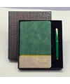 Yeşil Şeritli Defter Ve Yeşil Metal Kalem Set