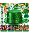 Yeşil Simli Glitter Silindir Parti Şapkası