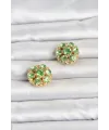 Yeşil Zirkon Taşlı Düğme veya Manşet Broşu