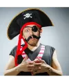 Yetişkin Boy Kadife Kaptan Jack Sparrow Korsan Şapkası ve Plastik Korsan Göz Maskesi