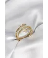 Yılan Model Gold Renk Zirkon Taşlı Kadın Yüzük