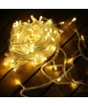 Yılbaşı Aydınlatması 100 LED Perde Hortum Sıcak Beyaz Işık - 10 Metre Dekoratif Şeffaf Kablolu Süs