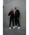 Yılbaşı Merry Christmas Baskılı Oversize Kapüşonlu Sweatshirt Hoodie - Siyah