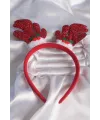 Yılbaşı Temalı Simli Geyik Boynuzu Figürlü Taç