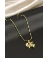 Yıldız Zirkon Taşlı Lüks Çelik Kolye