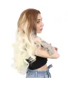 Yoğun Dalgalı Fiber Sentetik Uzun Perçemsiz Peruk - Balköpüğü / Platin Ombreli