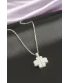 Yonca Açılır Kapanır Zirkon Taşlı Çelik Kolye