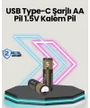 Yüksek Performanslı Aa Usb Şarjlı Lityum Pil | 1.5v Sabit Güç | 2’li Paket