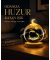 Yunus Temalı Kristal Küre Usb Işıklı Ahşap Altlıklı Gece Lambası