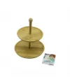 Yuvarlak  2 Katlı Ahşap - Bambu Servis Sunum Tahtası Çap: 20cm -- Çap:25cm