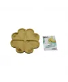 Yuvarlak 4 Kalp Bölmeli Ahşap Bambu Servis Sunum Tepsi - Tahtası 21 X 1.4cm