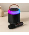 Yuvarlak Bluetooth Kablosuz Karaoke Hoparlör - Mikrofonlu, USB Şarjlı, Işıklı