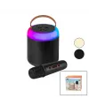 Yuvarlak Karaoke Mikrofonlubluetooth Wireless Hoparlör - Speaker Usb Şarjlı - Işıklı