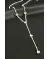 Yuvarlak Şerit Taşlı Çelik Y Kolye