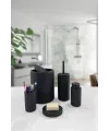 Yuvarlak Siyah 5 Parça Banyo Seti Çöp Kovası Fırça Sabunluk Diş Fırçalık Aksesuar