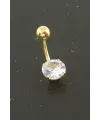 Yuvarlak Zirkon Taşlı Çelik Piercing 1 Adet