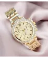 Zarif ve Şık Özel Tasarım Zirkon Taşlı Metal Bayan Kol Saati (gold)