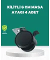 Zemin Korumalı Kilitli Ayak Tekerlek Seti 6 Cm