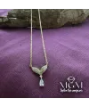 Zirkon Su Damlası Taşlı Kanat Kolye - Kl0015-b