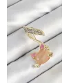 ietaks™ Zirkon Taşlı 3D Kedi Detaylı Nota Figürlü Gold Renk Kadın Broş